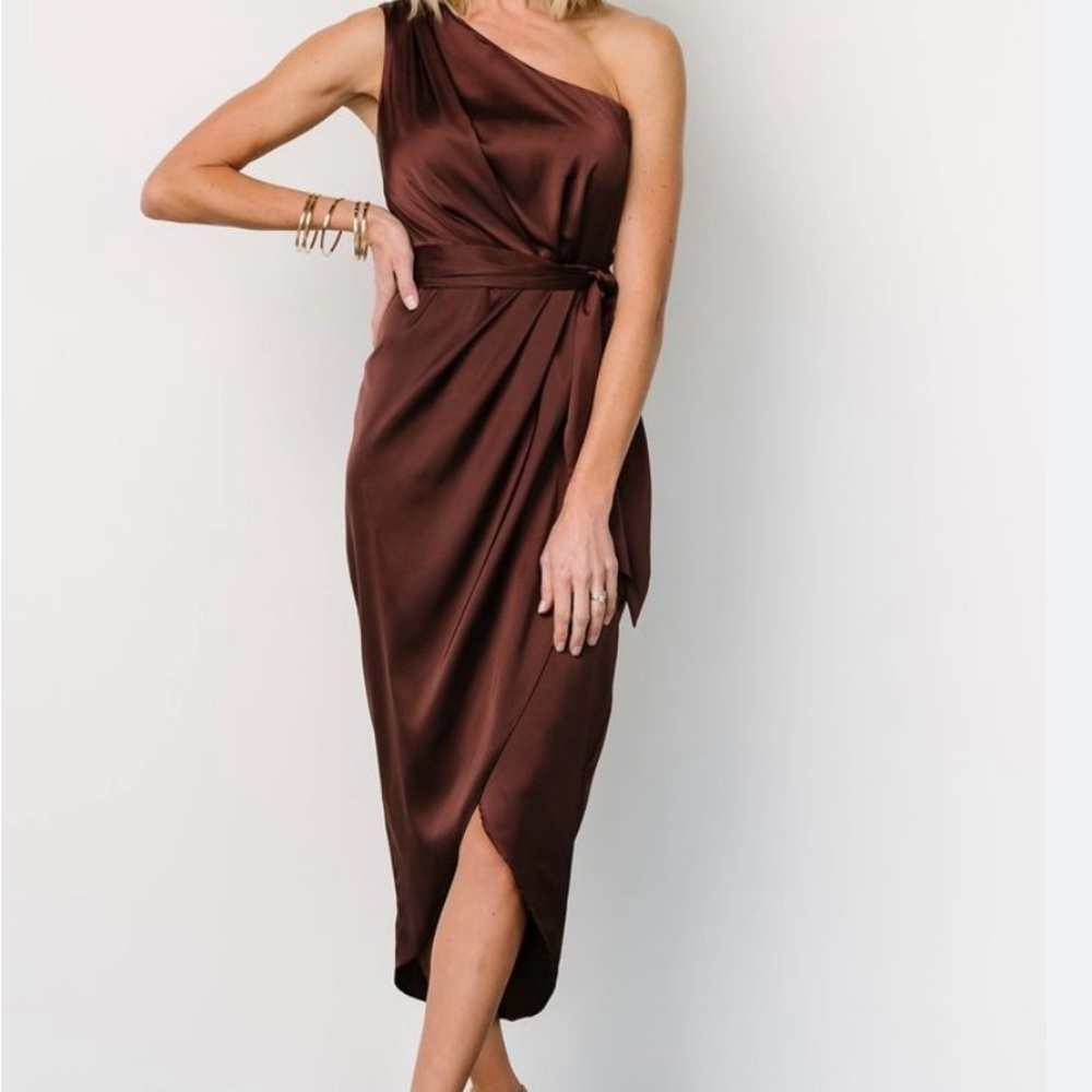 Baltic Born One-Shoulder Brown Dress